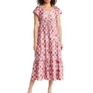 Nordstrom Rack BTFL-life Florian Floral Grid Midi Dress Size M